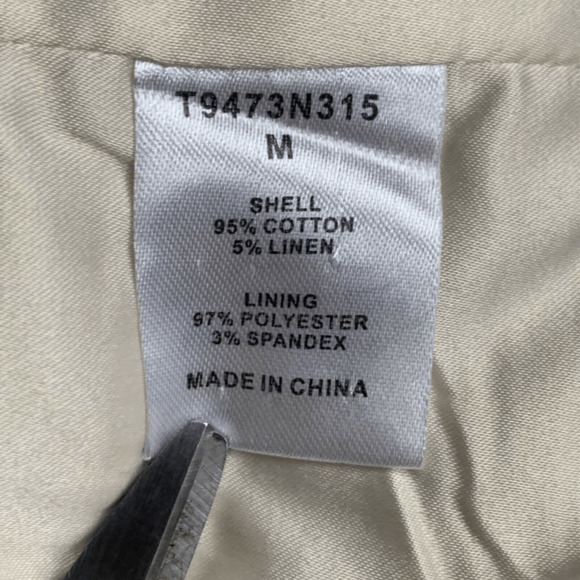 Tart Collections  Cream Blazer Zip Front Cotton Linen Size Medium - Picture 9 of 9